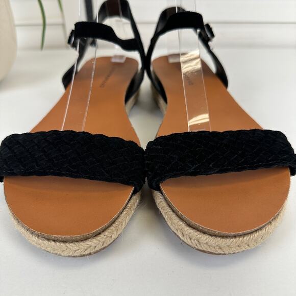 Lucky Brand Grecilyn Black Suede Espadrille Sandal Flats Woven Shoe Size 10‎ M - Picture 4 of 9